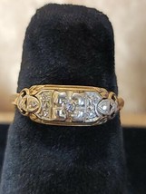 1920s Art Deco 14K-18K 2 Tone Gold .05CW Diamond Ring size 6.5 Floral Design - £957.71 GBP