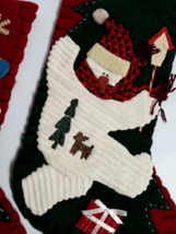 Christmas Red &amp; Green Snowman Scarf Hat Snowflakes 19&quot; Wool Stockings (Q... - £31.45 GBP