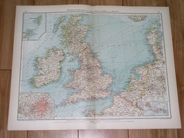 1898 Orig. Antique Map Of Great Britain United Kingdom England Ireland Scotland - £24.07 GBP