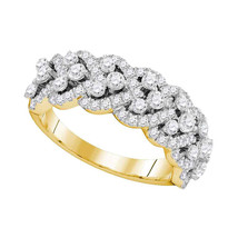 14k Yellow Gold Womens Round Diamond Spade-shape Band Ring 1-1/3 Cttw - £1,539.87 GBP