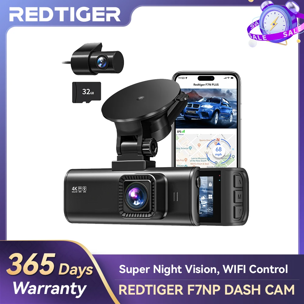 REDTIGER F7NP 4K Dash Camera for Cars 3.18” IPS Screen Mini Dash Cam Recorder - £167.48 GBP+