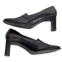 caressa square toe brushed block heel penny loafer heels Size 10 - £23.39 GBP