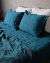 Emerald Green linen duvet cover set Boho linen duvet cover and linen pillowcase - £34.20 GBP+