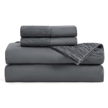 Twin Sheets Set Grey - Soft 1800 Bedding Twin Bed Sheets For Kids, 3 Pie... - £21.95 GBP