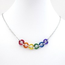 LGBTQ pride necklace, rainbow chainmail gay pride love knot jewelry - £22.33 GBP+