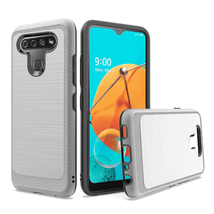 Shockproof Slim Brushed Design Edged Lining Case SILVER For LG K51 - £5.31 GBP