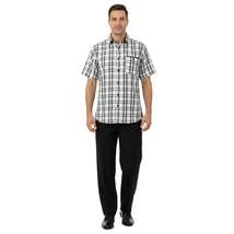 Men 2pc Walking Leisure Suit Short Sleeves By DREAMS Checker 282-00 Black White image 6