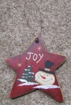 47069JS - Joy Star Snowman Wood Ornament - $1.50