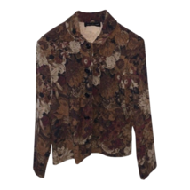 Briggs New York Womens Shirt Jacket Brown Floral Buttons Stretch Petites PM - £9.27 GBP