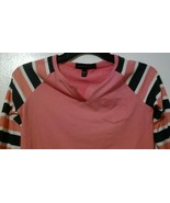 Derek Heart Girl pink coral hi/low raglan striped long sleece shirt M.  ... - $123.98 MXN