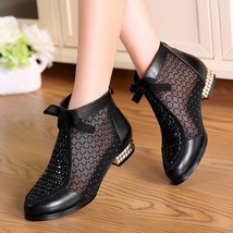 Fashion Rhinestones Bow Gauze Sandals Summer New Mesn Boots Real Leather Women&#39;s - £45.59 GBP