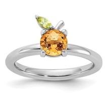 Sterling Silver Stackable Expressions Citrine Peridot Orange Ring Size 8 - $69.56