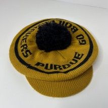 VINTAGE Purdue GO BOILERMAKERS 70s Knit Cabbie Tassel Hat Cap - £25.87 GBP