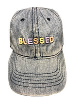 Time And Tru Ladies Embroidered Blessed Baseball Cap Hat Denim Blue Acid... - $17.50
