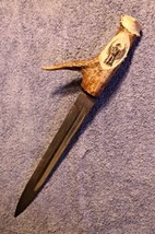 Awesome Hand Made Southwestern Carved Elk Antler Thunderbird Knife w/Tur... - £118.03 GBP