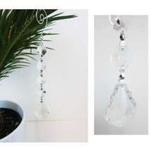 6Pcs Crystal Hanging Jewel Clear Leaf Ornament Wedding Garland 7&quot; - £5.69 GBP