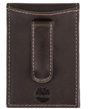 Timberland Men&#39;s Minimalist Front Pocket Slim Money Clip Wallet Dark Brown - £19.62 GBP