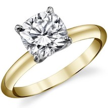 1.80CT Forever One Cushion Moissanite 4-Prong Solitaire Ring 14K Two Tone Gold - $979.11