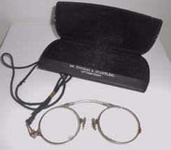 Lorgnette Folding Eyeglasses Art Deco 12K White Gold Filled Etched - £42.84 GBP