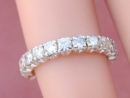 Vintage MID-CENTURY 1.6ctw Diamond White 18K Eternity Band Ring 1950 Size 5.25+ - £1,819.34 GBP