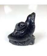 A Wolf Original Hand Carved Soapstone Seal &amp; Pup Sculpture Figurine Cana... - $283.64 MXN