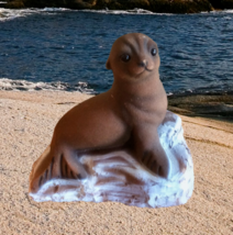 Sand Cast Seal Figurine Coastal Decor Knick Knack Home Unique Gift Idea - £47.18 GBP
