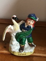 RSVP Int. 1991 Marked Ireland Boy Holding Christmas Goose Ceramic Figurine – 4.5 - $11.29