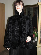 FLORAL BURNOUT SILK VELVET and RABBIT FUR EVENING JACKET COAT WRAP Sz M ... - £95.92 GBP