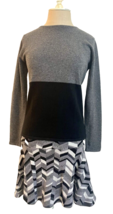 Michael Kors Two Tone Sweater Paired with Moth Geometric Skirt Black Gre... - $45.13