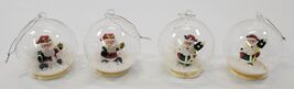 P) Set of 4 Glass Shake Snow Ball Globe Santa Christmas Tree Ornaments - $14.84