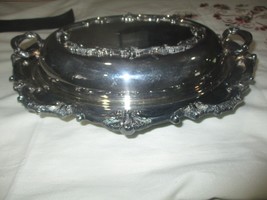Vintage Poole Silverplate Covered Dish Holder W/Glasbake Divided Dish - £38.98 GBP