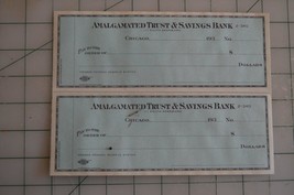 2 Blank Checks 1930s Amalgamated Trust &amp; Savings Bank 111 S Dearborn Chi... - $4.99