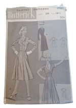 Vtg 1950s Butterick Sewing Pattern 7767 Front Pleated Dress Sz 18 1/2&quot; B... - $25.69