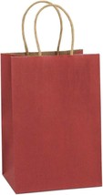 100 Pcs RED 5.25x3.75x8 Gift Bags w/ Handles Kraft Paper Bags FAST SHIPPING - £27.07 GBP