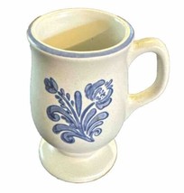 Pfaltzgraff Yorktowne Pedestal Coffee Mug Footed Stoneware Blue &amp; White ... - £6.74 GBP