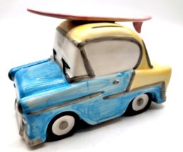 Beachcombers Station Wagon Ceramic Coin Piggy Bank w Surfboard - $18.95