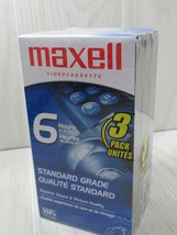 Maxell T-120 Standard Grade 6-Hour Blank VHS VCR Tapes 3 pack new sealed - £10.11 GBP