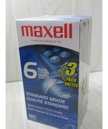 Maxell T-120 Standard Grade 6-Hour Blank VHS VCR Tapes 3 pack new sealed - £10.10 GBP