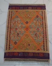 2x3 Oriental Flatweave Kilim Rug, Afghan Tribal Handmade Boho Rug - £139.06 GBP