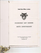 USMA United States Military Academy West Point 1972 Founders&#39; Day Dinner... - $6.00