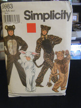 Simplicity 9983 Adult&#39;s Bear, Bunny, Leopard &amp; Lion Costume Pattern - Si... - £9.68 GBP