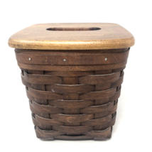 Gerald Henn Workshops Square Basket Tissue Box w/Wooden Lid Dark Walnut ... - $26.99