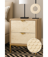 Heritage inlay Two drawer Mangowood bedside / nightstand - $12,143.28 MXN