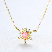 Creative Sunflower S925 Silver Opal Necklace Simple Collarbone Necklace Pendant - £10.35 GBP