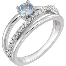 Authenticity Guarantee 
Platinum Aquamarine and Diamonds Bypass Ring Size 7 - £1,703.93 GBP