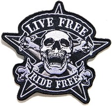 Live Free Ride Free Skull Ghost Bone Cross Biker Rider Punk Rock Tatoo Jacket... - £13.80 GBP