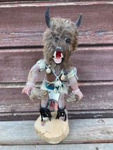 Vtg Large Handmade Navajo Wolf Kachina Doll Signed Yazzie 15&quot; - £31.24 GBP