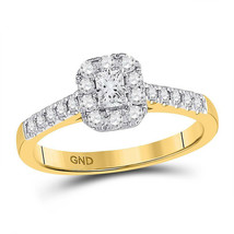 14kt Yellow Gold Emerald Diamond Solitaire Bridal Wedding Engagement Ring 1/2 - £711.90 GBP