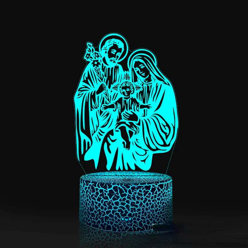 Nighdn Jesus Virgin Mary 3D Night Light USB Colorful Touch Remote Contro... - $12.60+