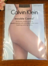 Calvin Klein Invisible Control Top Sheer Panty Hose Size D BLACK 40 DENIER 778 - £18.16 GBP